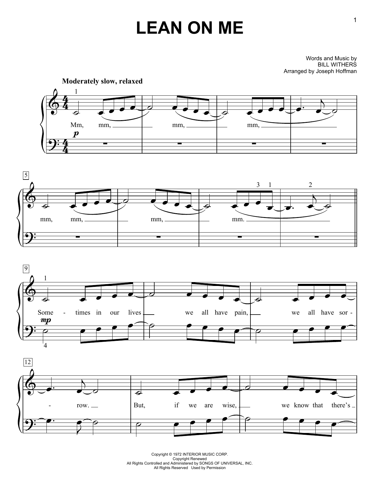Produktgalerie: Seite 1 von 1 Lean On Me (arr. Joseph Hoffman), Bill Withers, Klavier