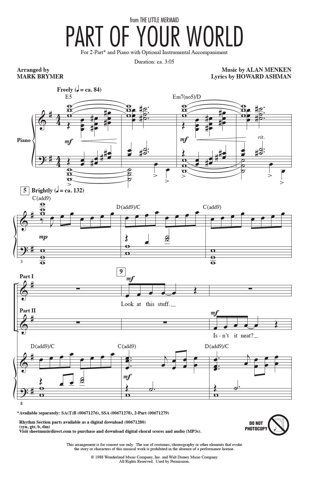 Produktbild zu: Part Of Your World (from The Little Mermaid) (arr. Mark Brymer)