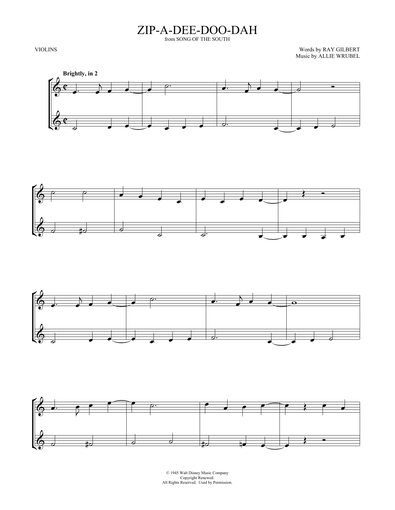 Product gallery: Page 1 of 1 Zip-A-Dee-Doo-Dah (from Song Of The South) (arr. Mark Phillips), James Baskett