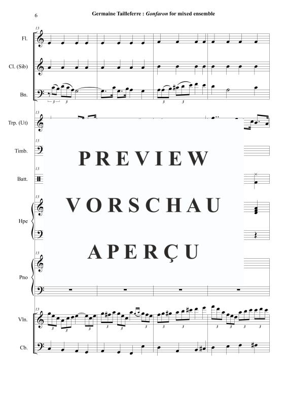 Produktgalerie: Seite 7 von 11 Gonfaron or Tante Chinoise et Les Autre, , Flöte, B-Klarinette, Fagott, Trompete in C, Pauken, Schlagzeug, Harfe, Klavier, Violine, Kontrabass