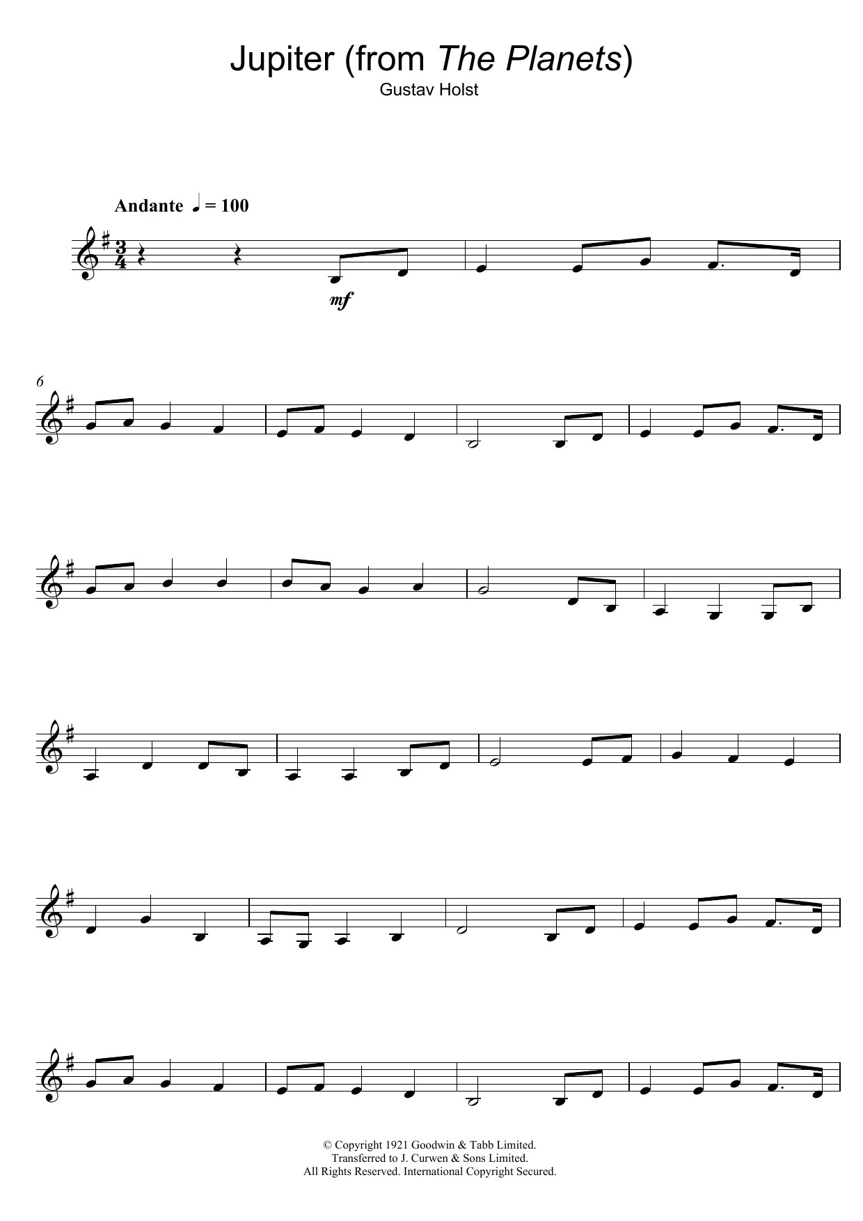 Product gallery: Page 1 of 1 Jupiter (from The Planets Op. 32), Gustav Holst