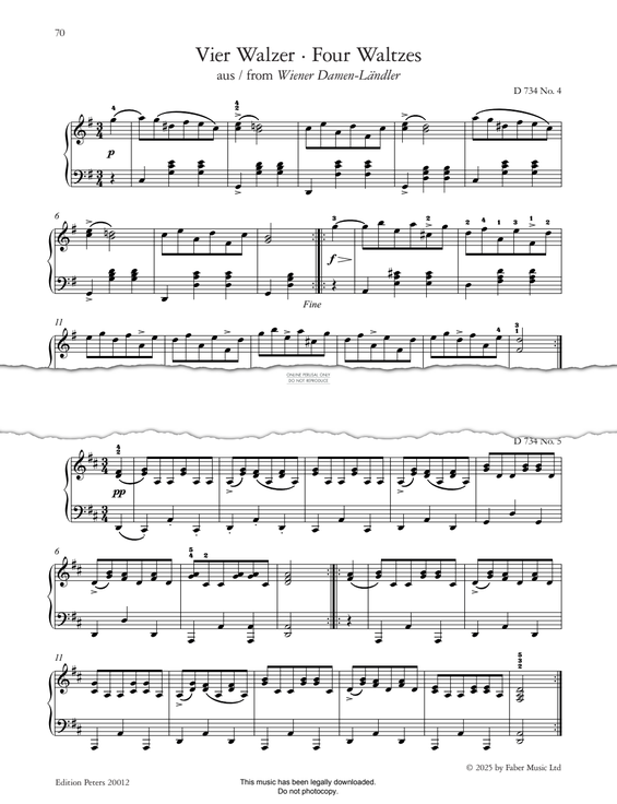 Produktgalerie: Seite 1 von 1 Four Waltzes (from Wiener Damen-Ländler, D 734), Franz Schubert, Klavier