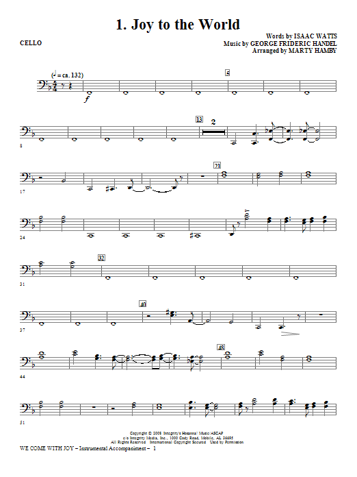 Product gallery: Page 1 of 1 We Come With Joy Orchestration - Cello, Marty Hamby