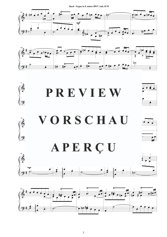 Produktgalerie: Seite 4 von 5 Fuge in E-Moll BWV Anh. II 93 - Piano Version, , Klavier Solo