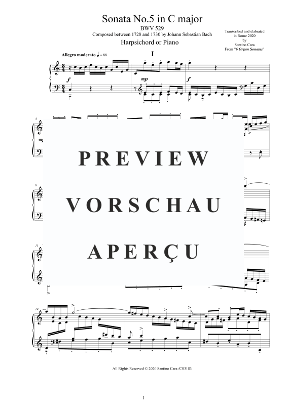 Product gallery: Page 2 of 11 Sonata No.5 in C-Durr BWV 529, , Harpsichord/Solo Piano