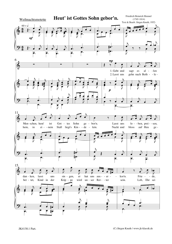 Heut´ ist Gottes Sohn gebor´n (Motette)