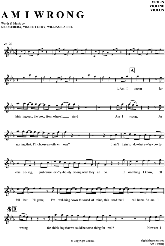 Product gallery: Page 1 of 4 Am I wrong , Nico and Winz, (violin)