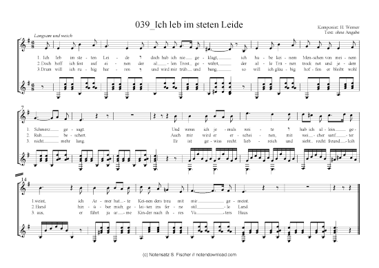 Product picture to: Ich leb im steten Leide H. Werner 