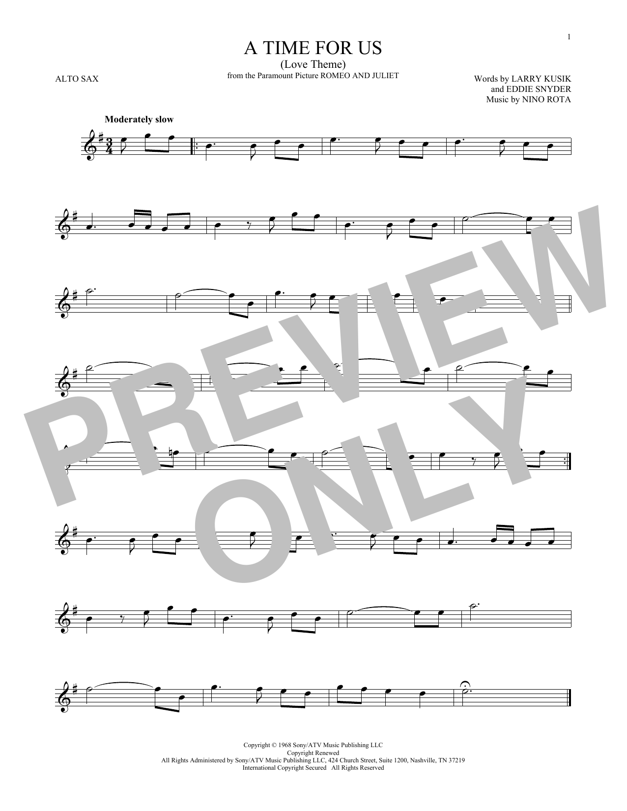 Product gallery: Page 1 of 1 A Time For Us (Love Theme), Nino Rota