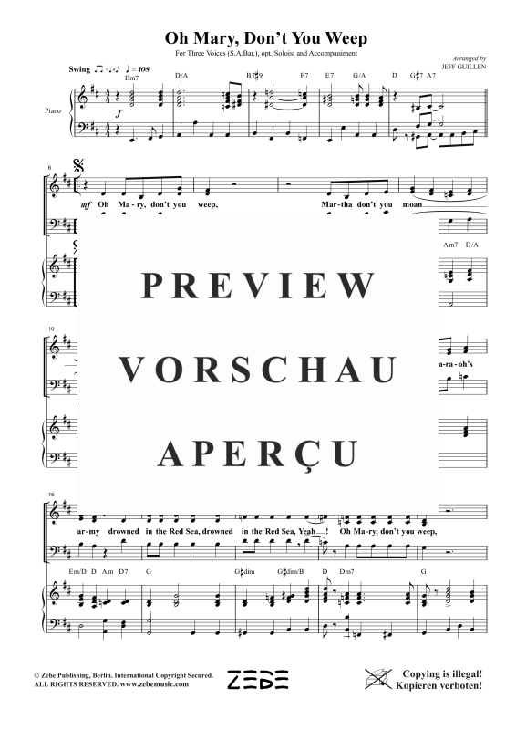 Produktgalerie: Seite 6 von 8 Oh Mary, Don´t You Weep, , Gemischter Chor SAB, Solo und Klavier