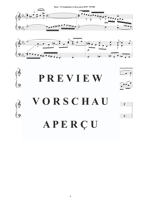 Produktgalerie: Seite 7 von 11 15 Symphonien zu drei Stimmen, , Klavier Solo - aus dem Klavierbüchlein von Wilhelm Friedemann Bach