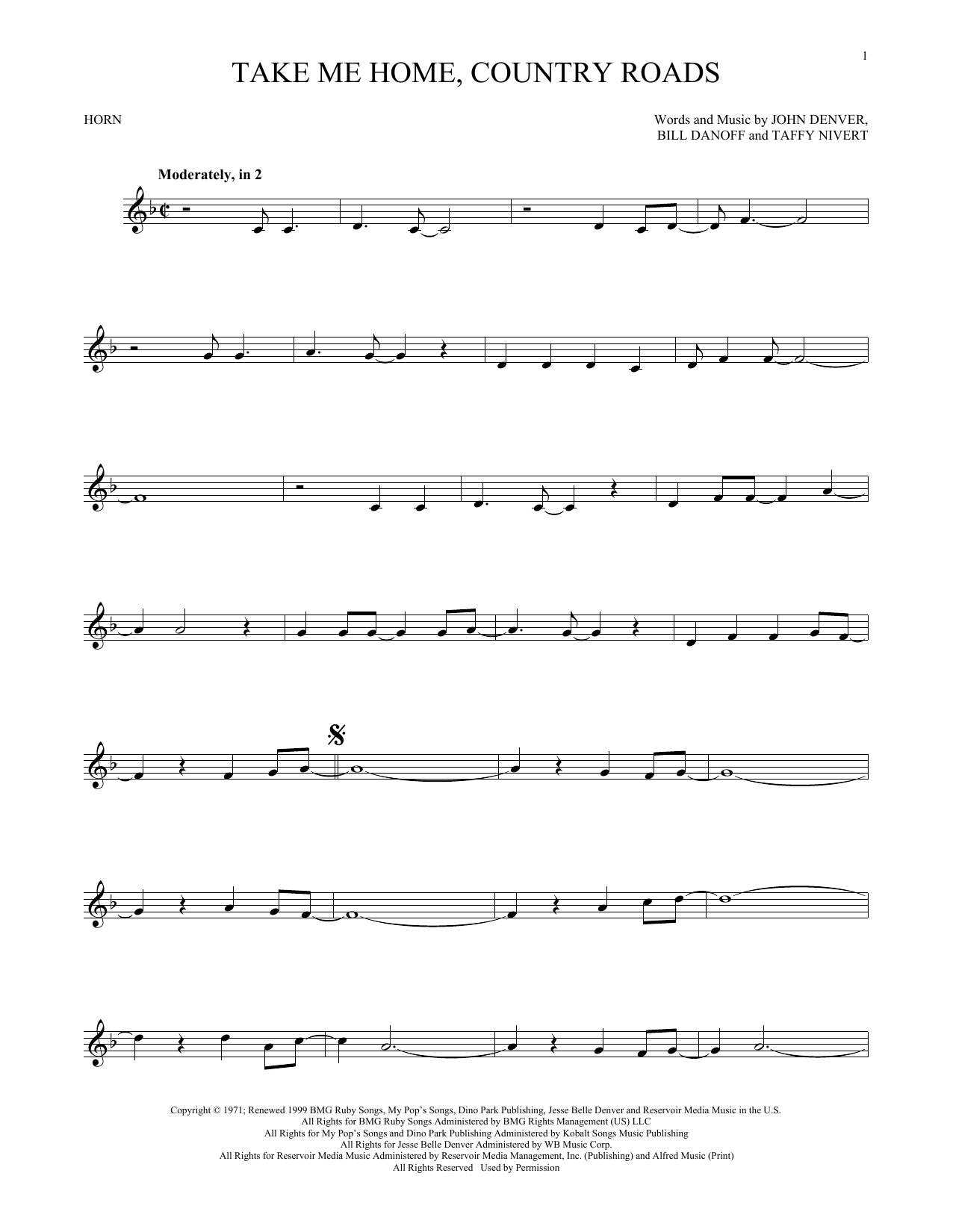 Product picture to:  Take Me Home, Country Roads - John Denver