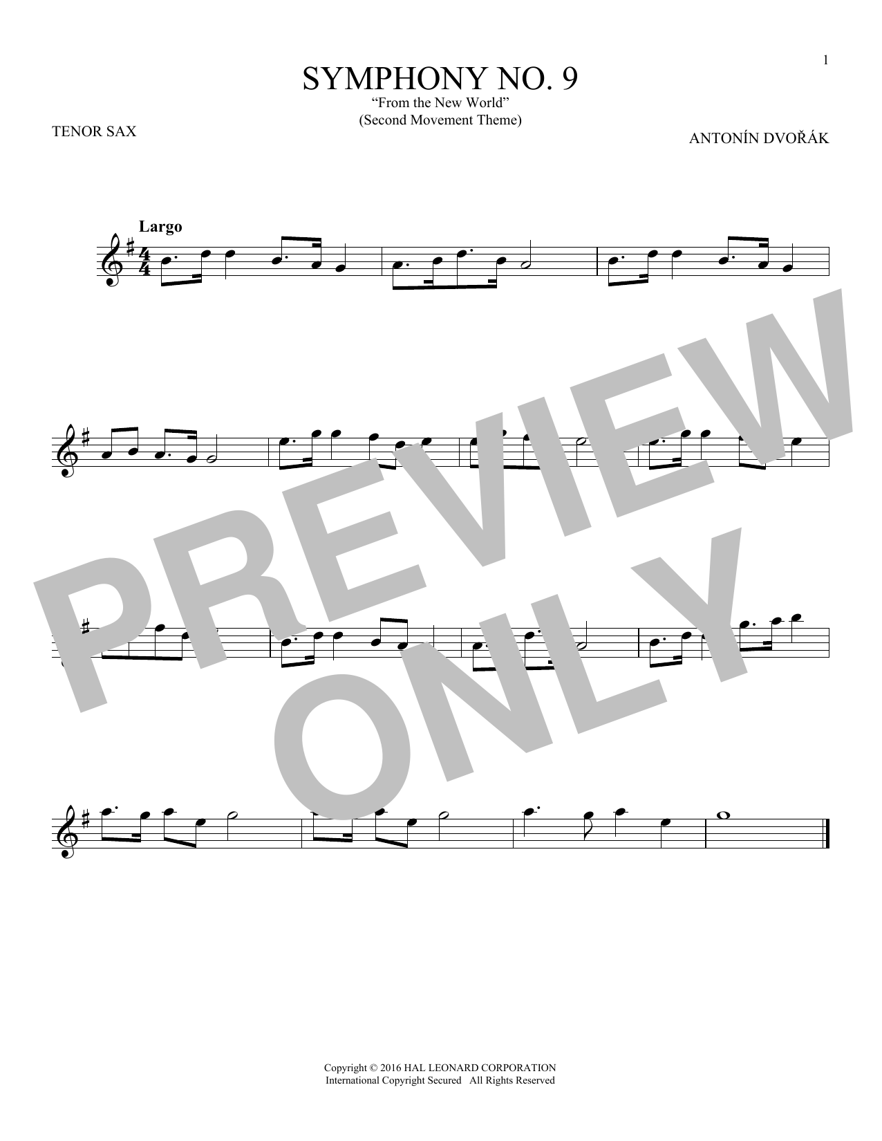Product gallery: Page 1 of 1 Largo From Symphony No. 9 ("New World"), Antonín Dvorák