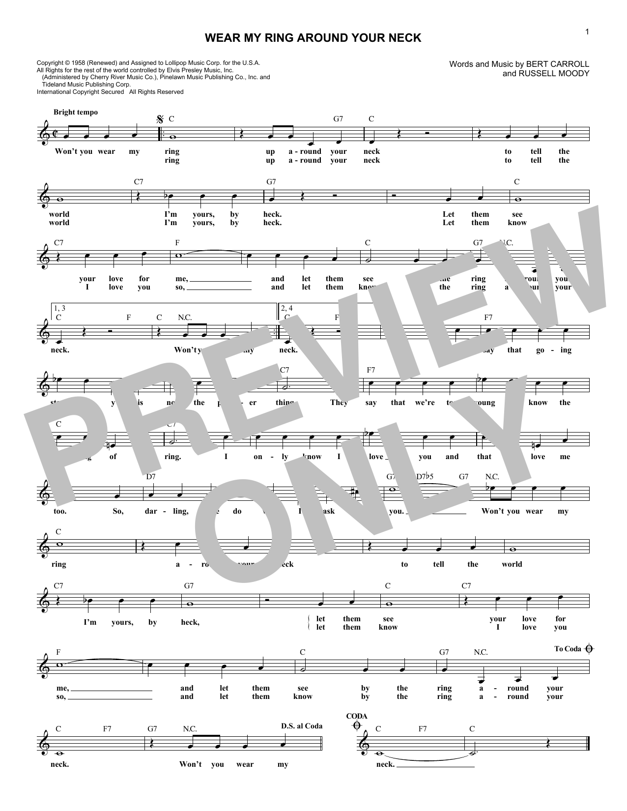 Produktgalerie: Seite 1 von 1 Wear My Ring Around Your Neck, Elvis Presley, Melodieinstrument