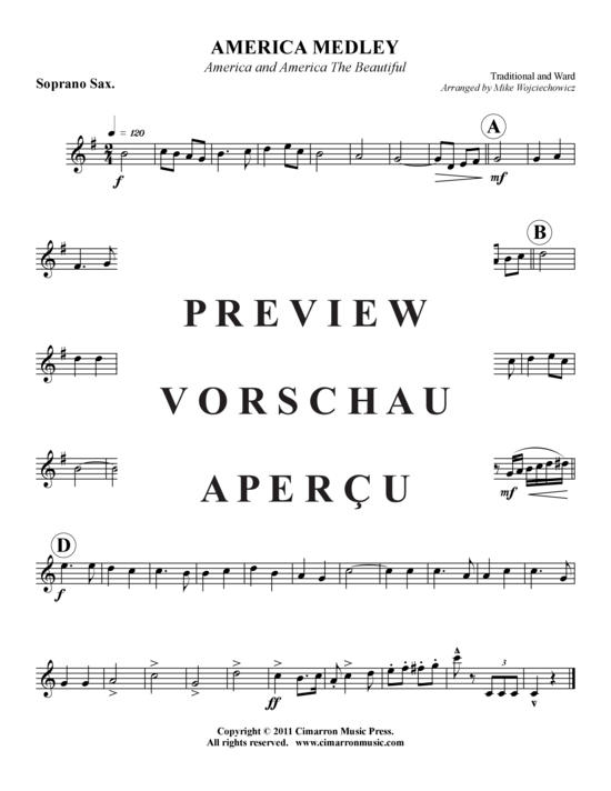 Produktgalerie: Seite 6 von 7 America Medley: America u. America the Beautiful , , (Saxophon-Quartett SATB)