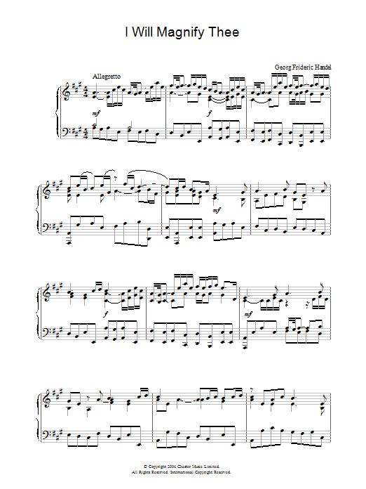 Product gallery: Page 1 of 1 I Will Magnify Thee, George Frideric Handel