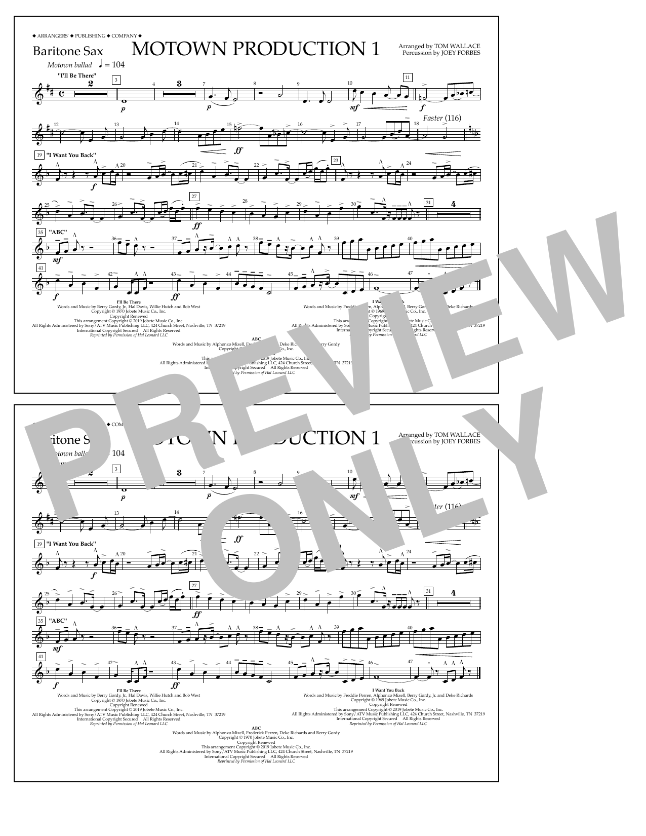 Product picture to: Motown Production 1(arr. Tom Wallace) - Baritone Sax