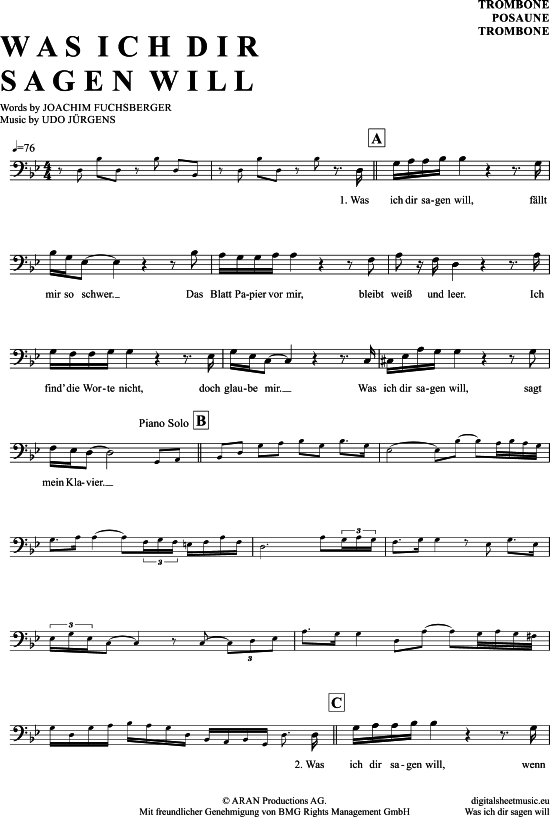 Product gallery: Page 1 of 4 Was Ich Dir Sagen Will , Jürgens, Udo, (Posaune / Bariton)