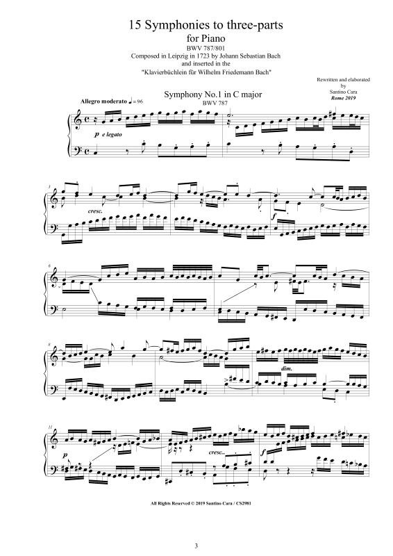 Produktgalerie: Seite 1 von 11 15 Symphonien zu drei Stimmen, , Klavier Solo - aus dem Klavierbüchlein von Wilhelm Friedemann Bach