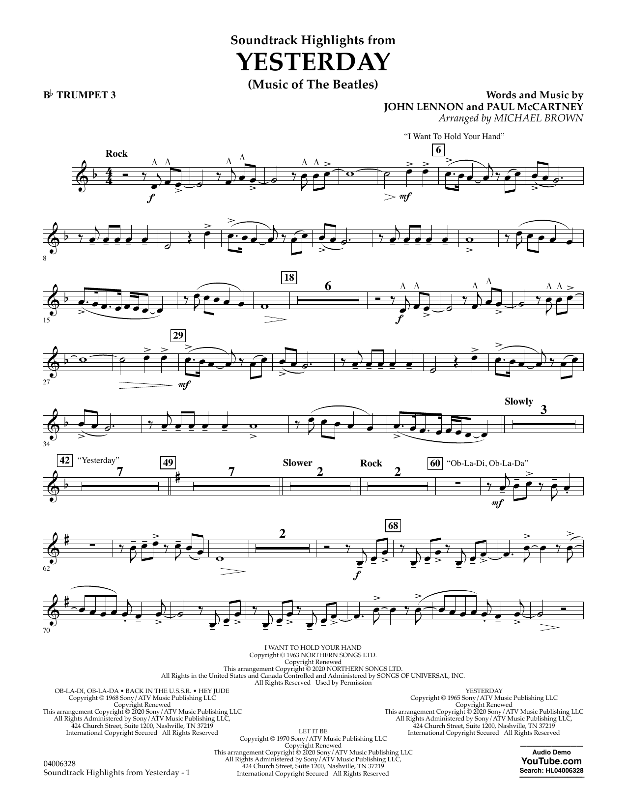 Produktgalerie: Seite 1 von 1 Highlights from Yesterday (Music Of The Beatles) (arr. Michael Brown) - Bb Trumpet 3, The Beatles, Ensemble