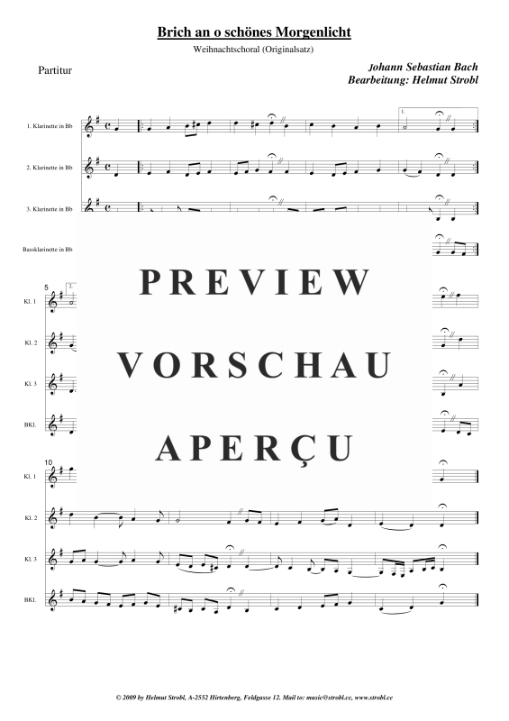 gallery: Brich an oh schönes Morgenlicht, , Klarinettenquartett