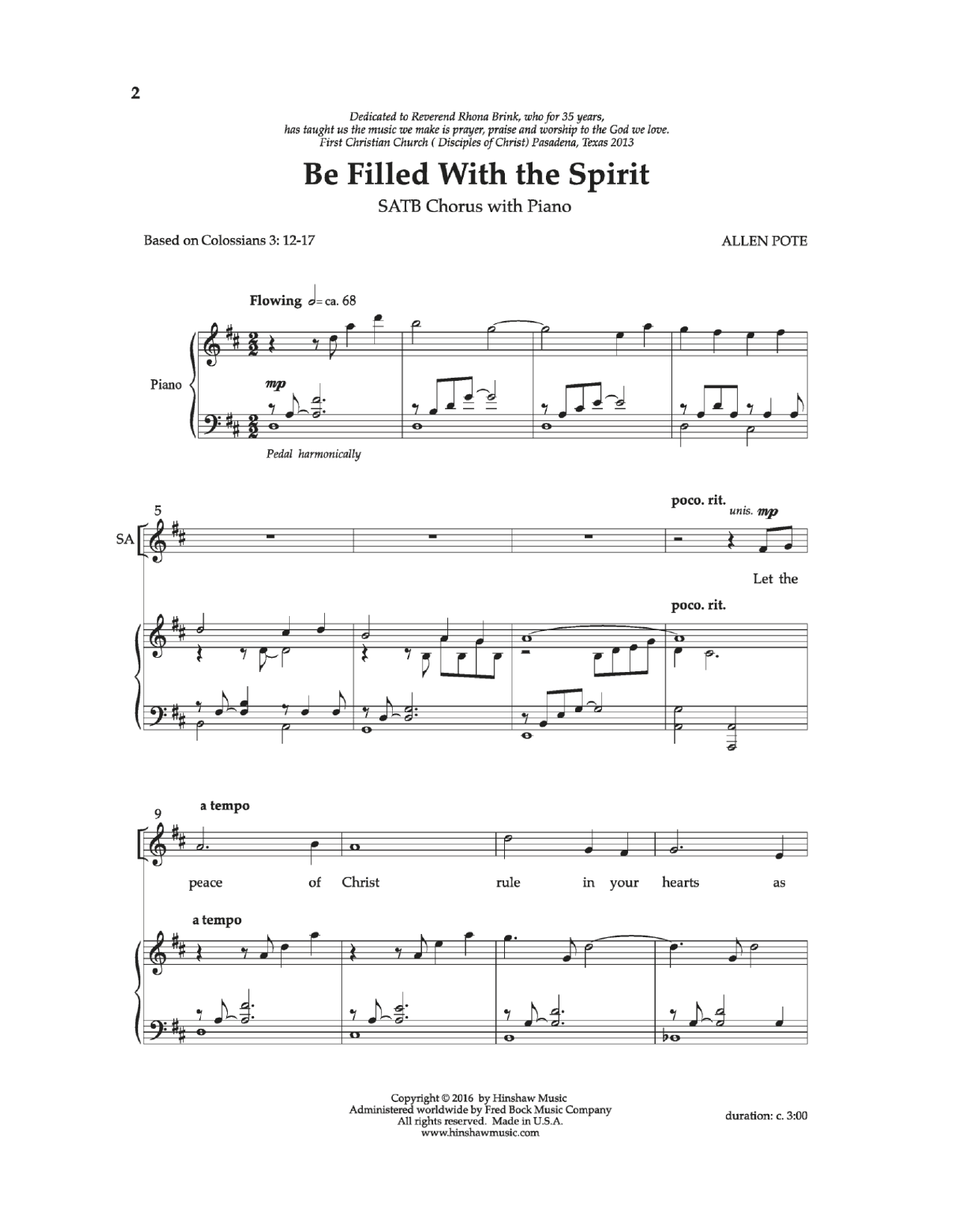 Produktgalerie: Seite 1 von 1 Be Filled With The Spirit, Allan Pote, Chor