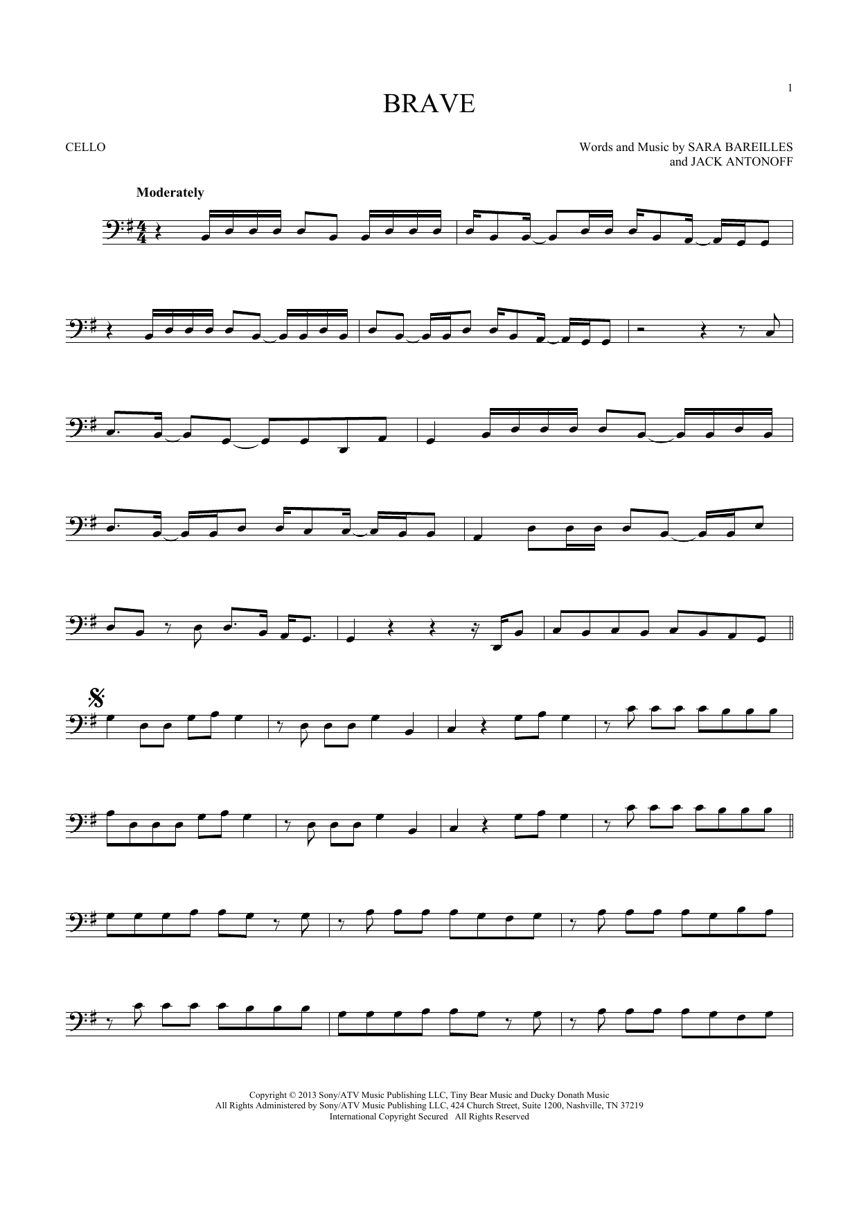 Produktgalerie: Seite 1 von 1 Brave, Sara Bareilles, Violoncello