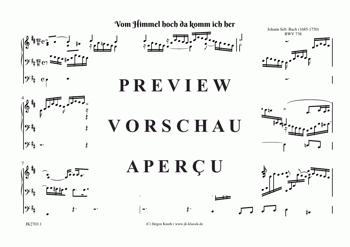 Product gallery: Page 2 of 3 Vom Himmel hoch da komm ich her BWV 738 , , (Orgel Solo)