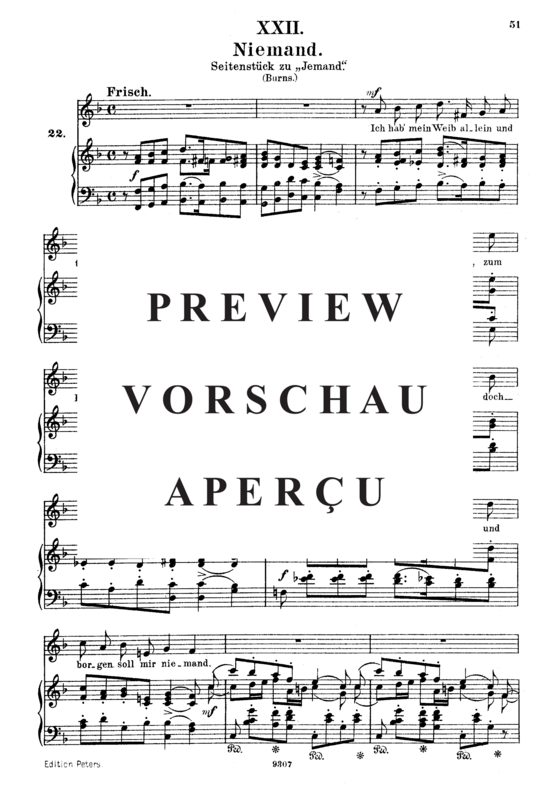 Product gallery: Page 2 of 3 Niemand Op.25 No.22, , High Voice and Piano