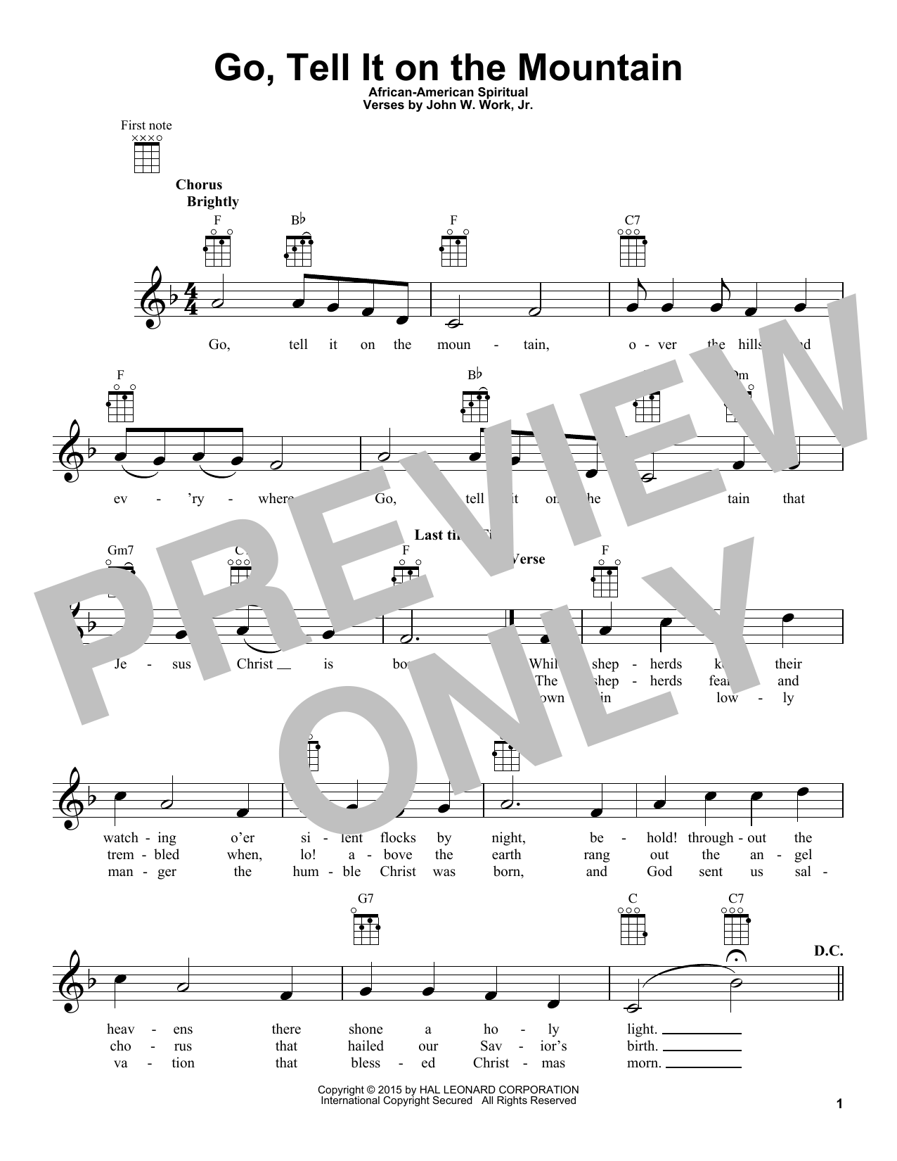 Product gallery: Page 1 of 1 Go, Tell It On The Mountain, African-American Spiritual