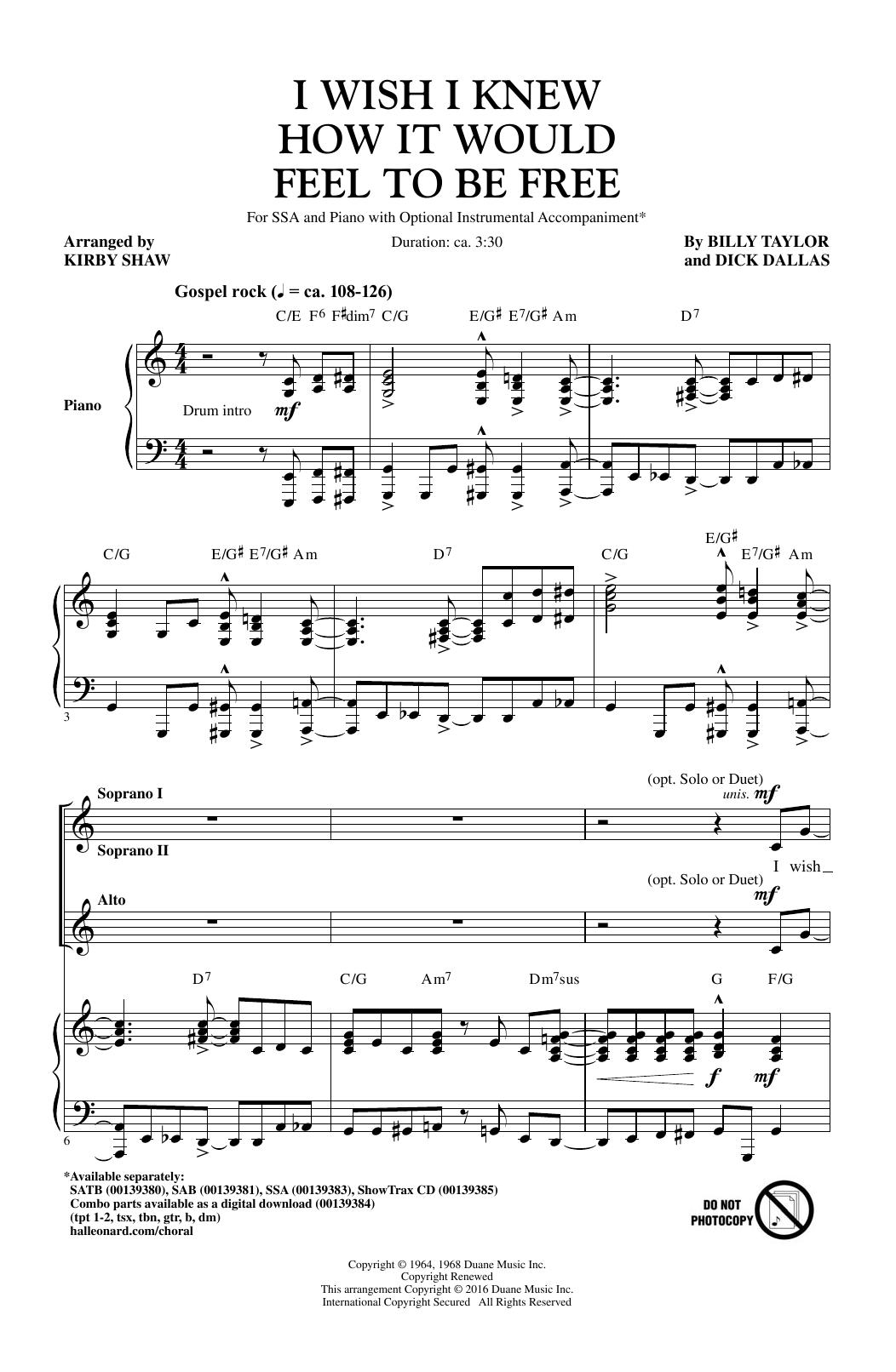 Produktgalerie: Seite 1 von 1 I Wish I Knew How It Would Feel To Be Free, Kirby Shaw, Chor