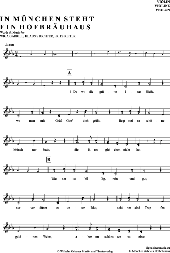 Product gallery: Page 1 of 4 In München Steht Ein Hofbräuhaus , Marianne Und Michael, (violin)