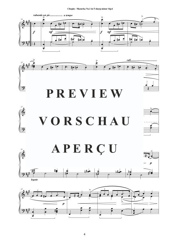 Produktgalerie: Seite 5 von 11 4 Mazurkas Op. 6 für Klavier - Vollständige Partituren, , Klavier Solo