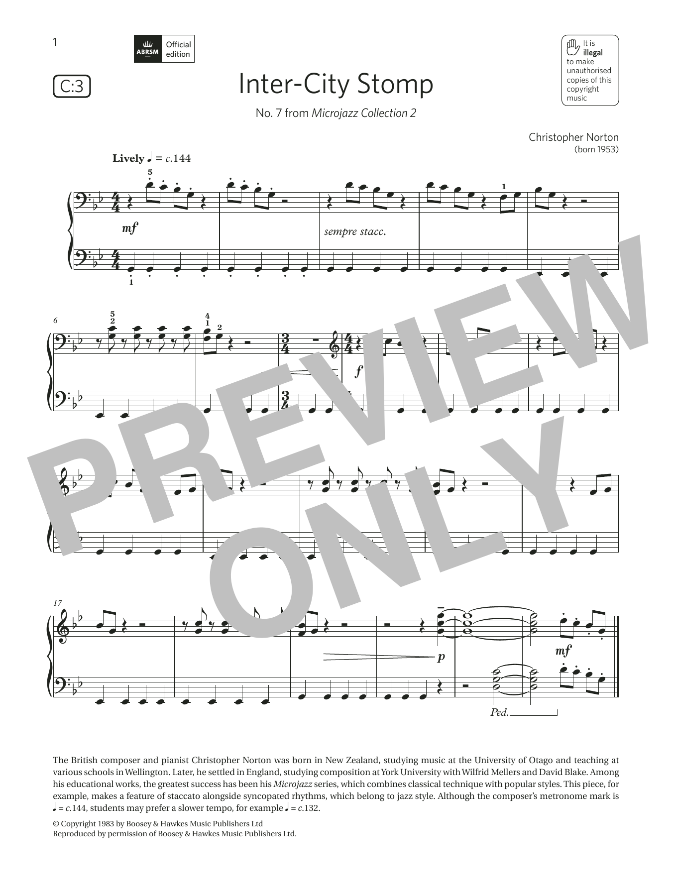 Product picture to: Inter-City Stomp (Grade 2, list C3, from the ABRSM Piano Syllabus 2021 & 2022)