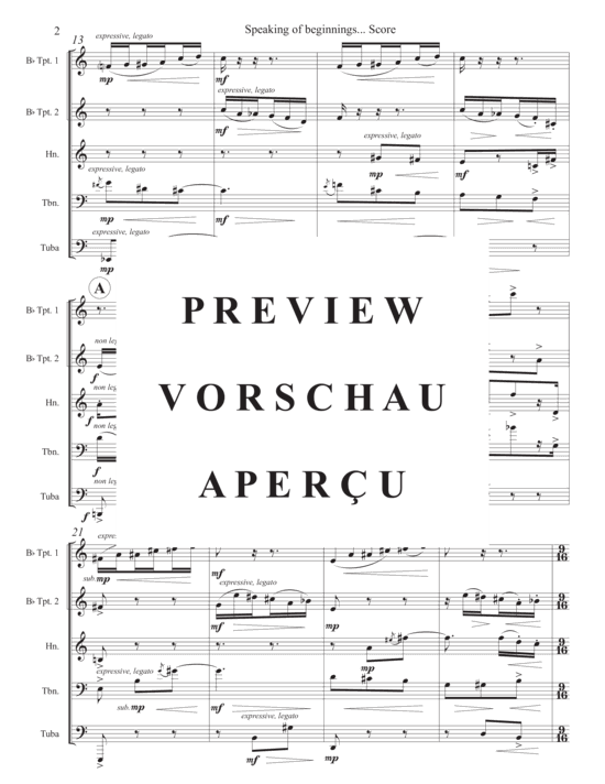 Produktgalerie: Seite 4 von 21 Speaking of Beginnings... , , (Blechbläser Quintett)