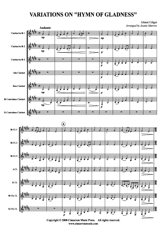 Product picture to: Hymn of Gladness (Variations) Johann Crüger