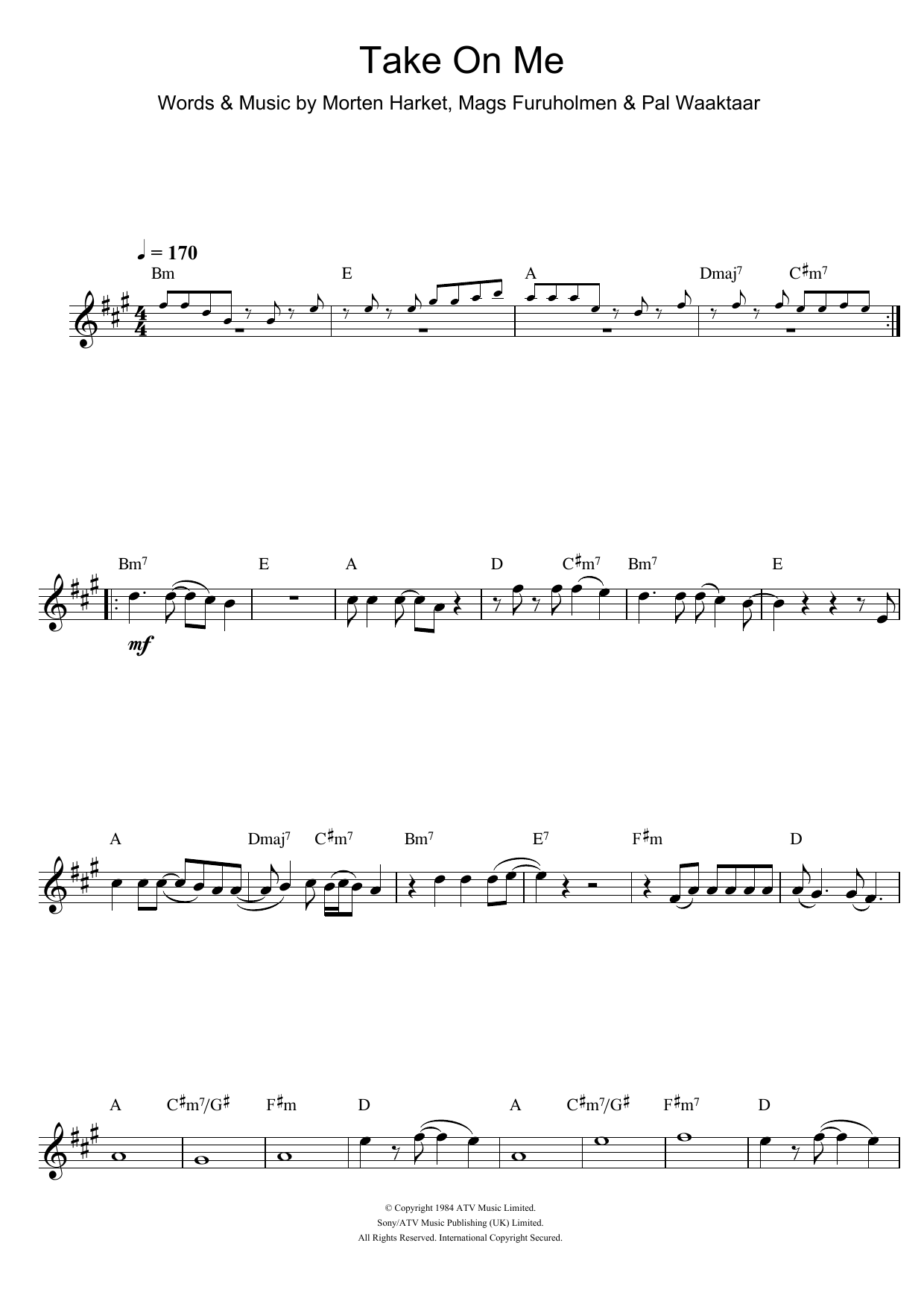 Product gallery: Page 1 of 1 Take On Me, a-ha