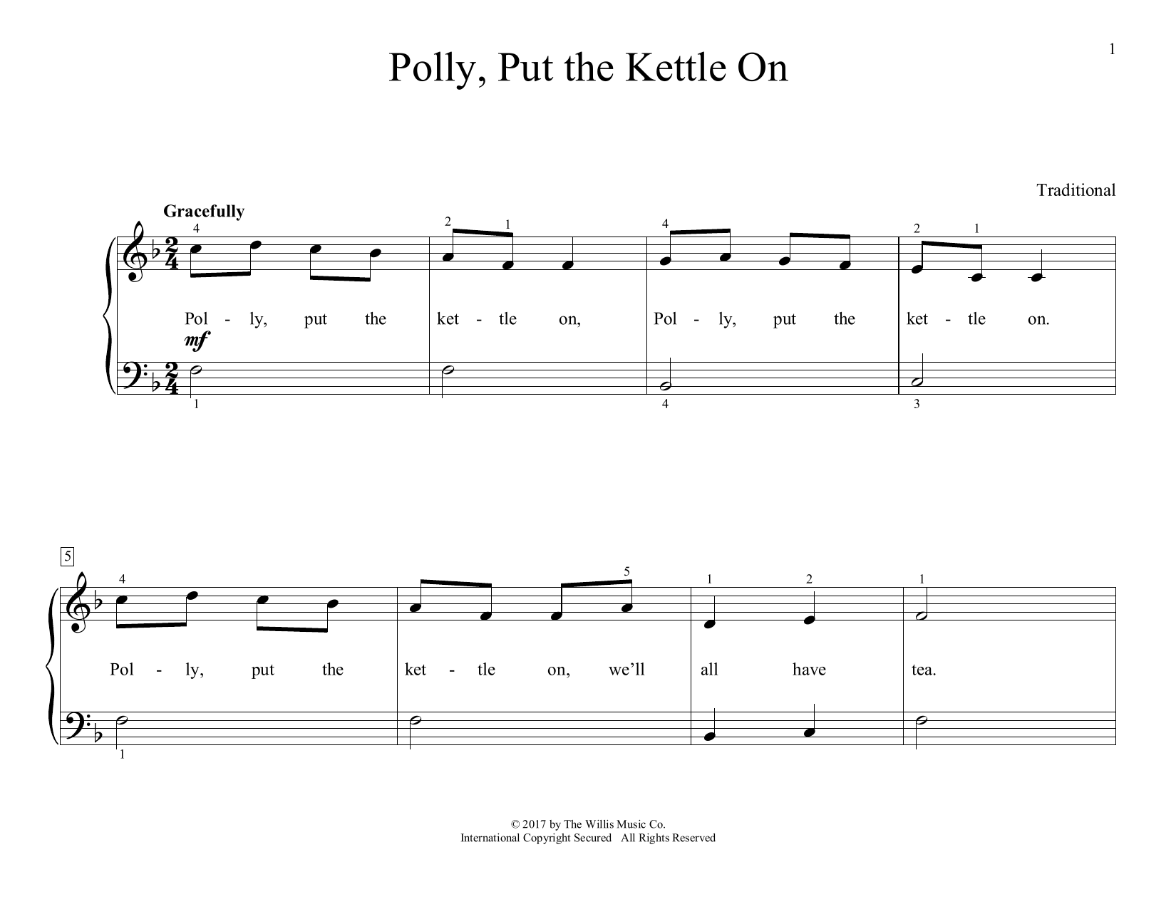 Produktgalerie: Seite 1 von 1 Polly, Put The Kettle On (arr. Christopher Hussey), Traditional, Klavier