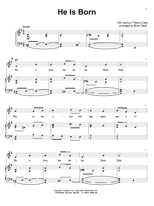 Product gallery: Page 1 of 1 He Is Born, The Holy Child (Il Est Ne, Le Divin Enfant), Traditional French Carol