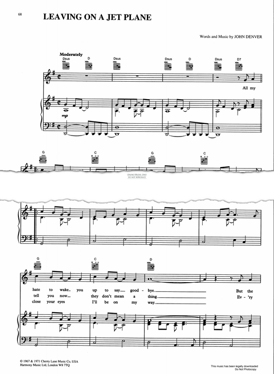 gallery: Leaving On A Jet Plane, John Denver, Gesang, Gitarre, Klavier