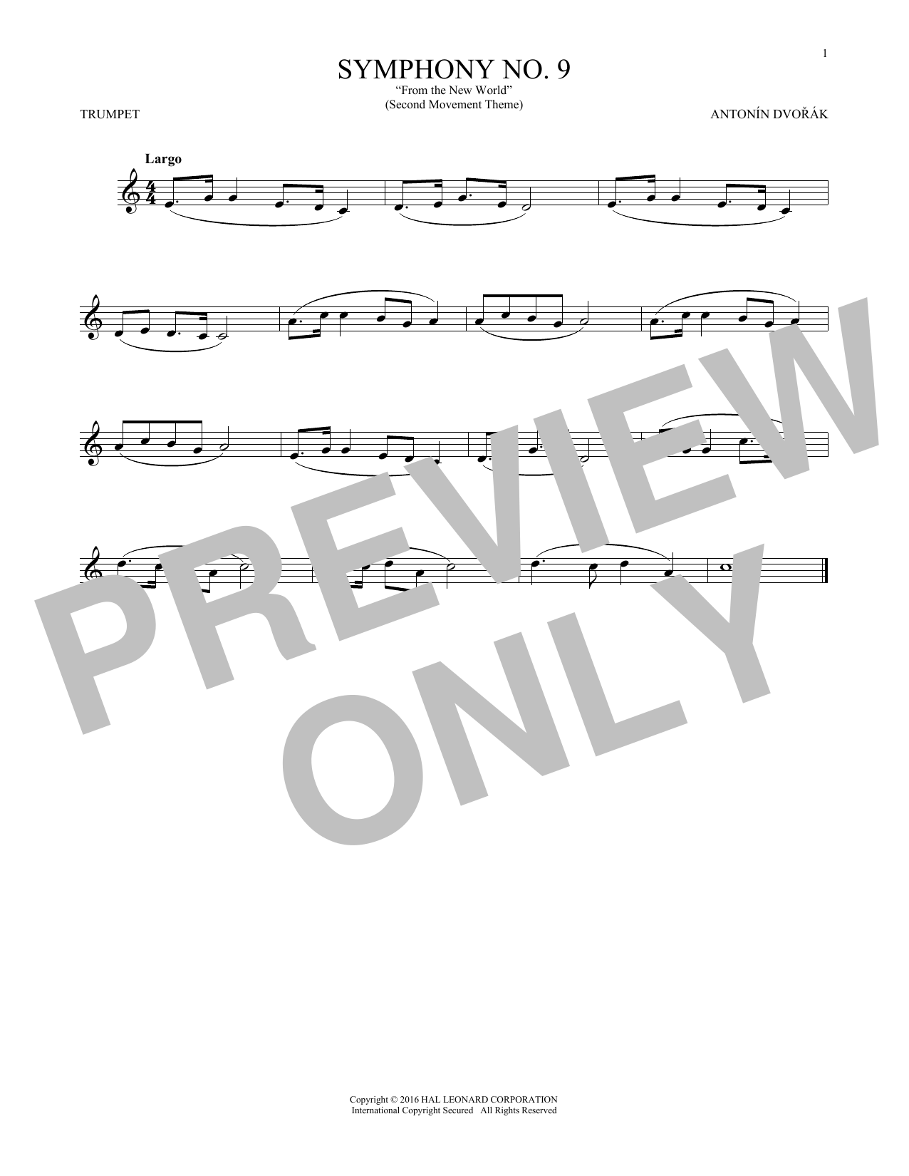 Produktgalerie: Seite 1 von 1 Largo From Symphony No. 9 ("New World"), Antonín Dvorák, Trompete