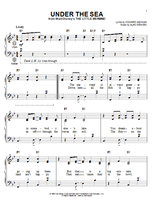 Product gallery: Page 1 of 1 Under The Sea (from The Little Mermaid), Alan Menken