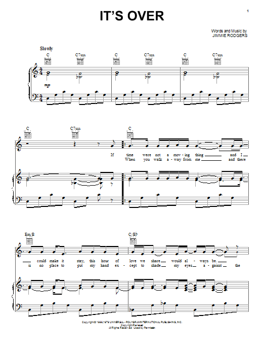 Produktgalerie: Seite 1 von 1 It's Over, Elvis Presley, Gesang, Gitarre, Klavier