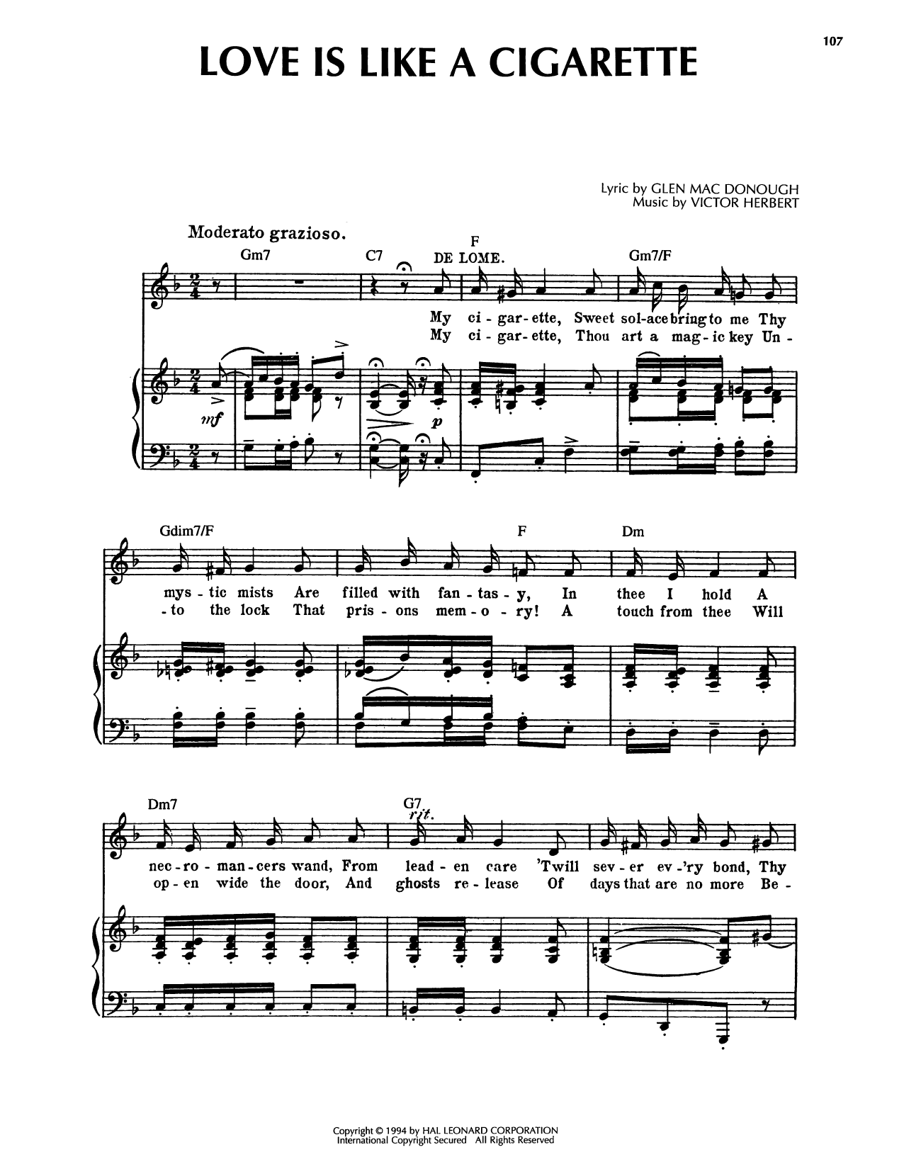 Produktgalerie: Seite 1 von 1 Love Is Like A Cigarette, Victor Herbert, Gesang, Gitarre, Klavier