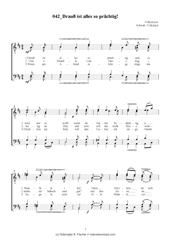 Product picture to: Drauß ist alles so prächtig Volksweise Schwäb. Volkslied 