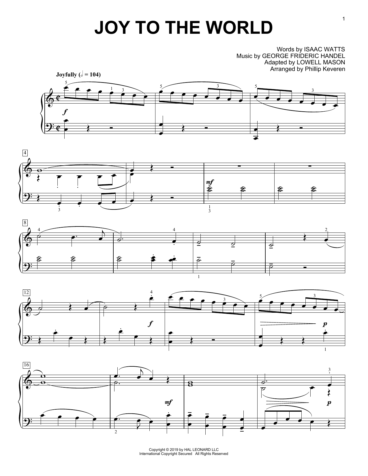 Produktbild zu: Joy To The World [Classical version] (arr. Phillip Keveren)