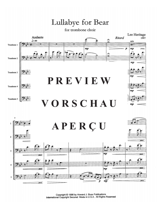 Product gallery: Page 4 of 19 Lullabye for Bear , , (5 trombones)