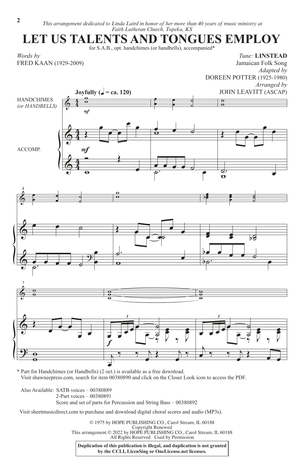 Produktbild zu: Let Us Talents And Tongues Employ (arr. John Leavitt)