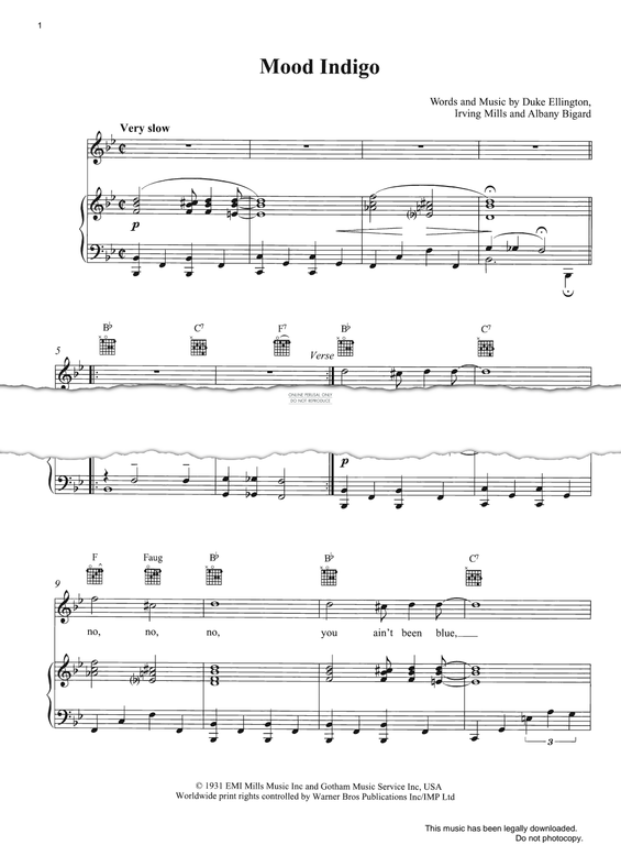 Produktgalerie: Seite 1 von 1 Mood Indigo, Nina Simone, Gesang, Gitarre, Klavier
