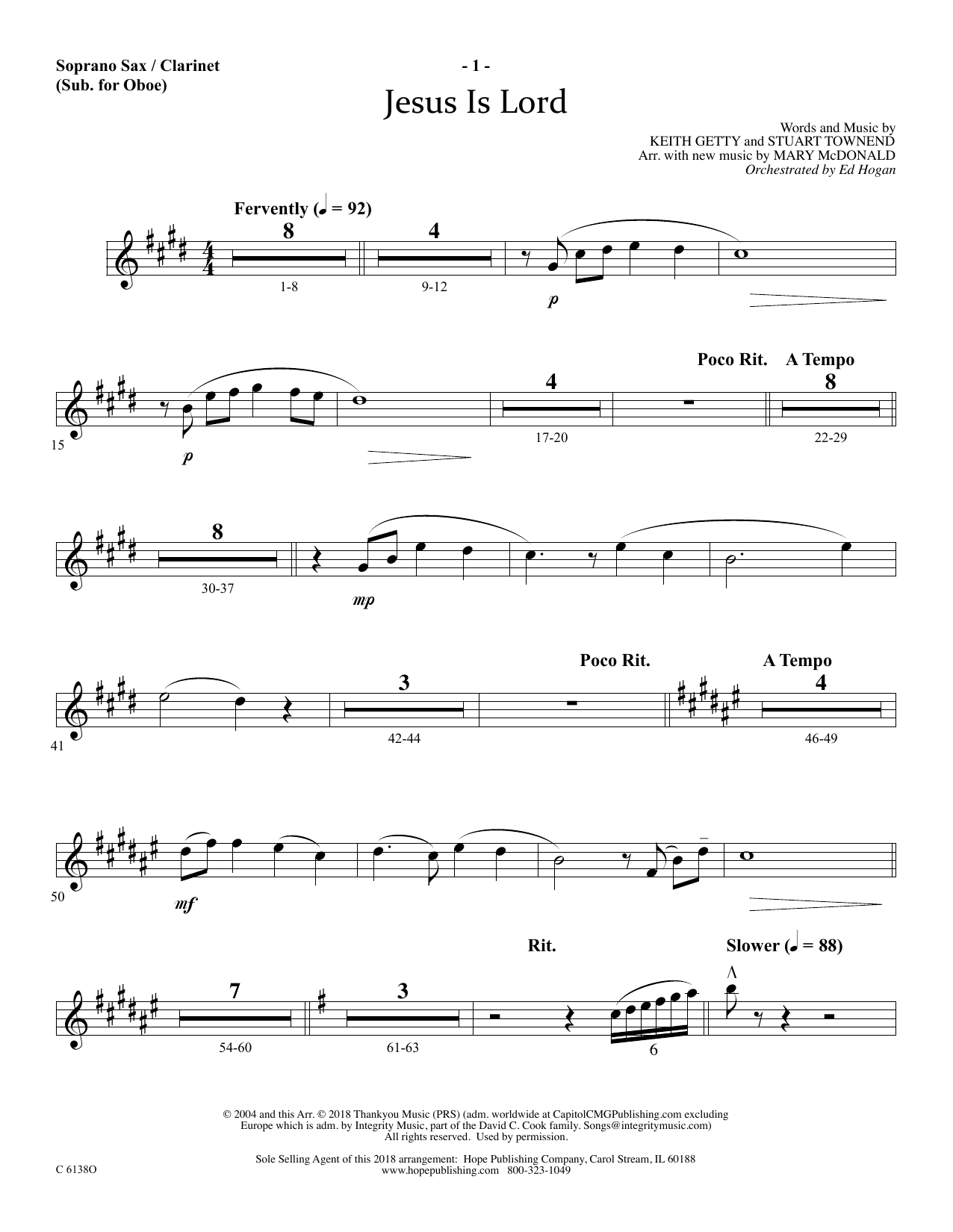 Product picture to: Jesus Is Lord - Soprano Sax/Clarinet(sub oboe)